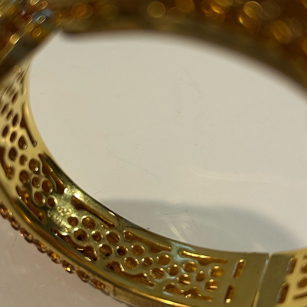 Vintage Joan Boyce Gold Tone & Orange Citrine Jeweled Bracelet - Picture 12 of 14